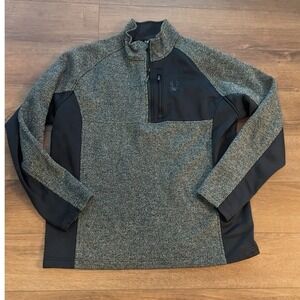 Spyder Pullover Sweater 1/4‎ Zip Fleece Lined Gray Black
